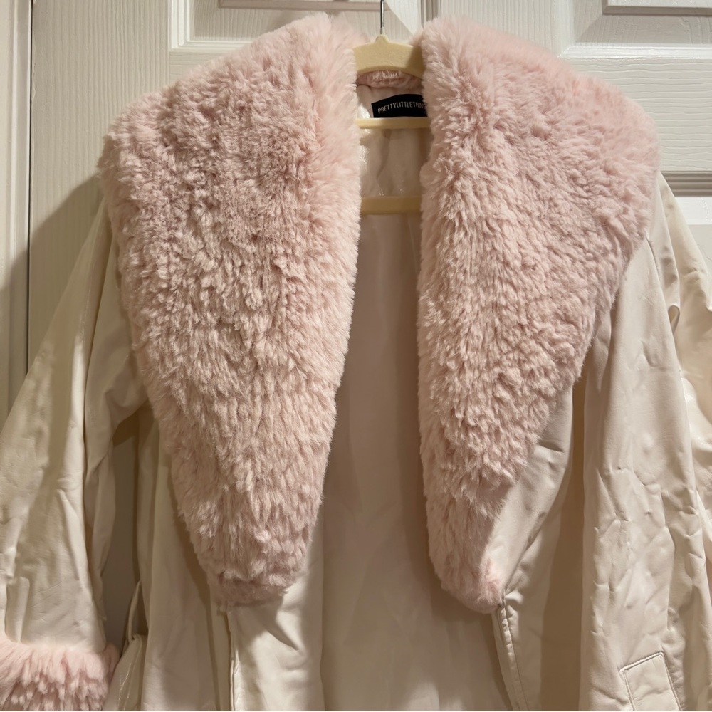 Pretty Little Thing Pink and White Women's Coat - Picture 4 of 8